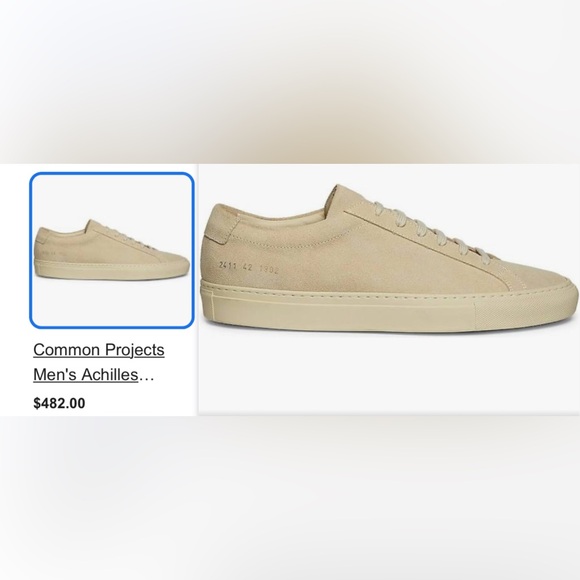Common projects Achilles Mens Beige Tan Suede 43 US 10 - Picture 4 of 10